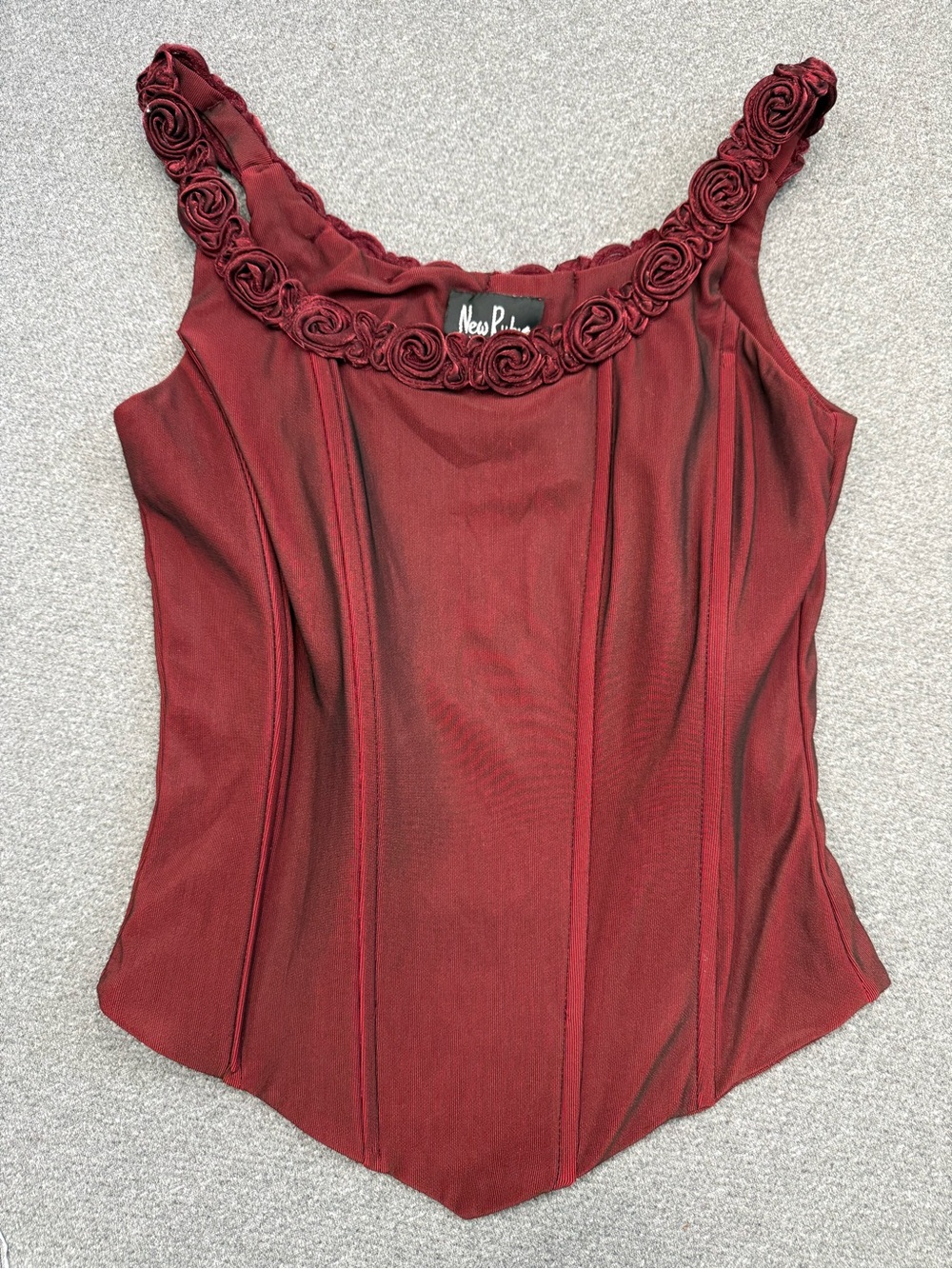 Y2k vintage New Ruby California Burgundy corset top. Made in USA